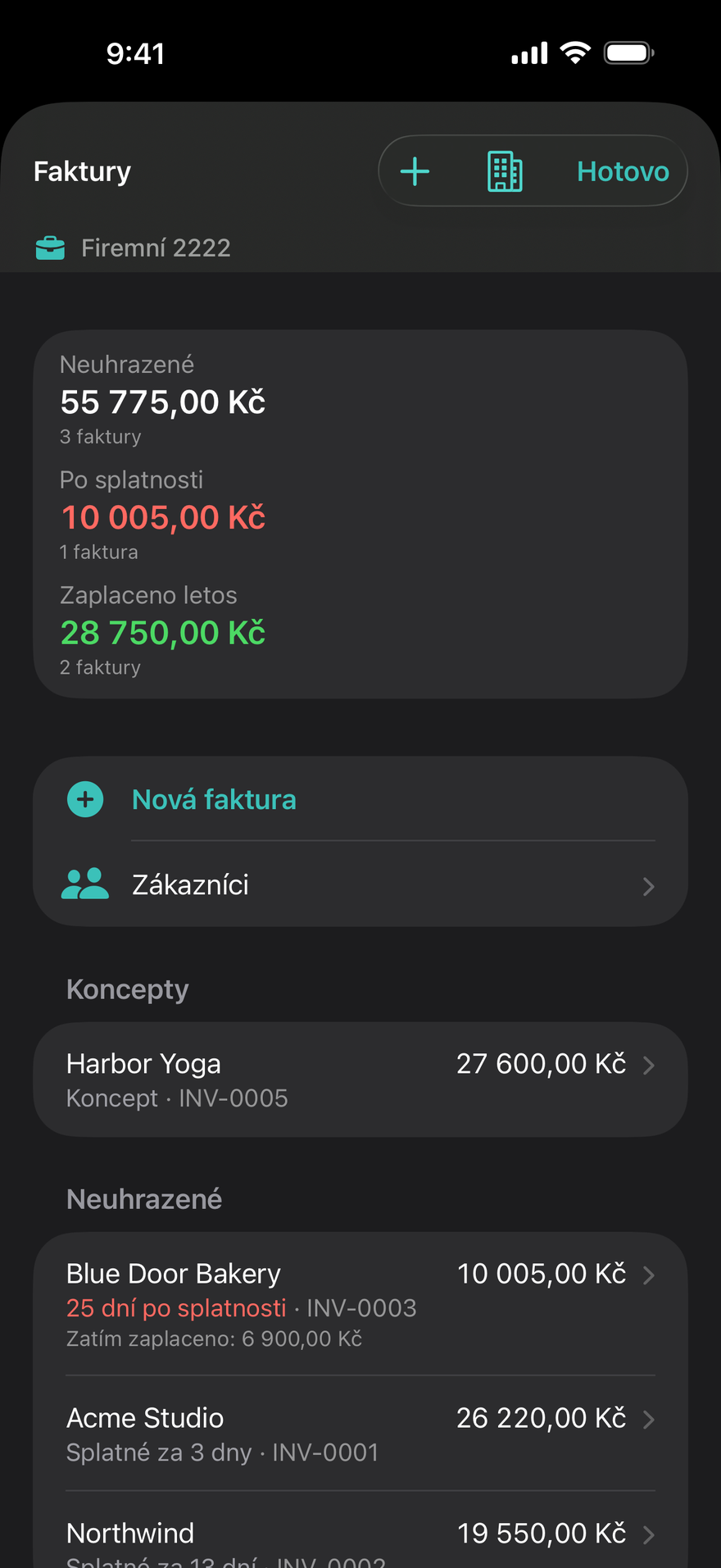 Faktury a zákazníci