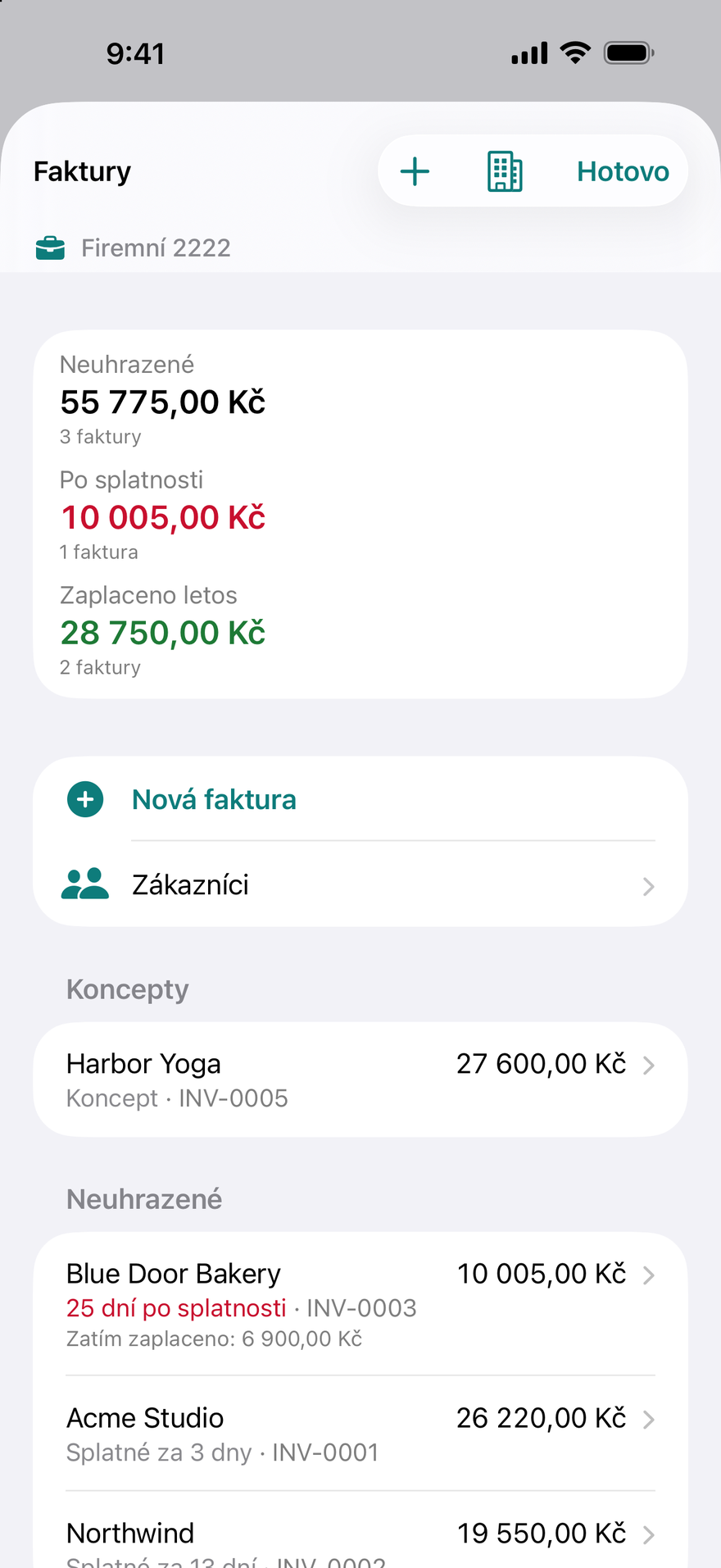 Faktury a zákazníci
