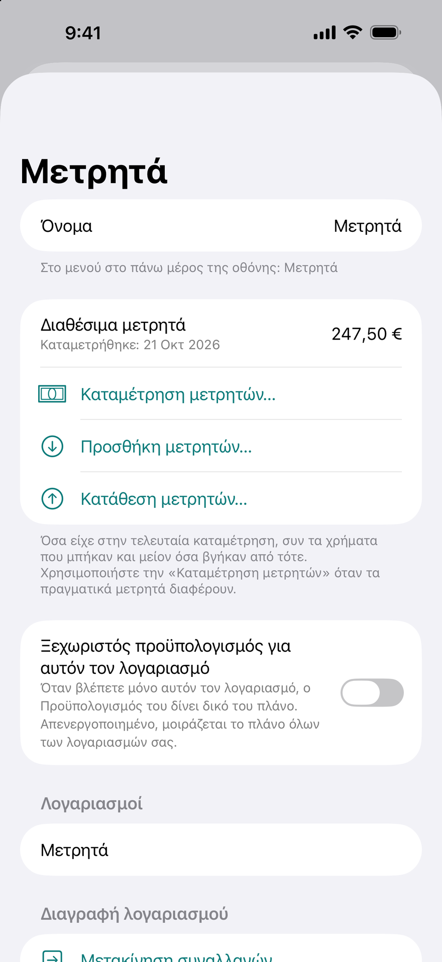 Μετρητά, και πώς εξοφλήθηκε κάθε πληρωμή