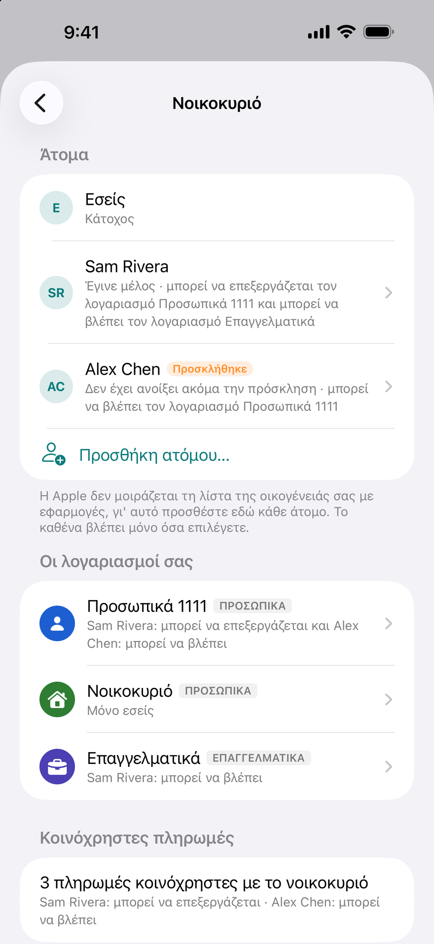 Κοινή χρήση, ανά λογαριασμό