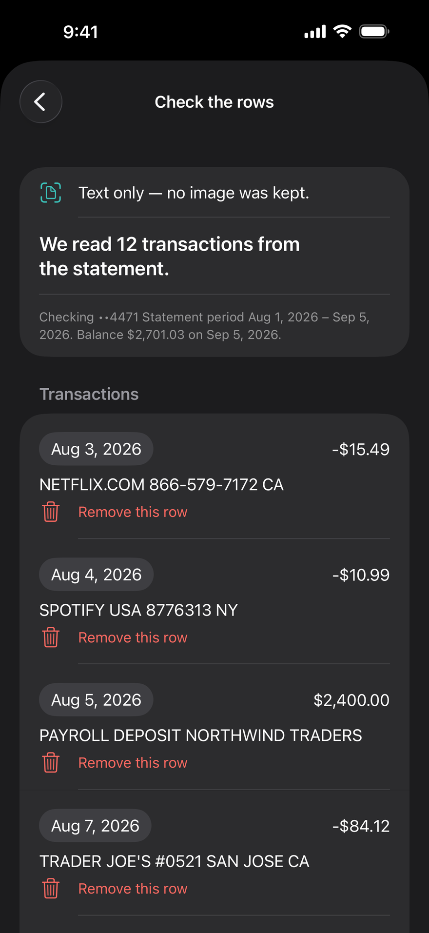 DueBy reads a bank statement into transactions - find subscription charges in a statement