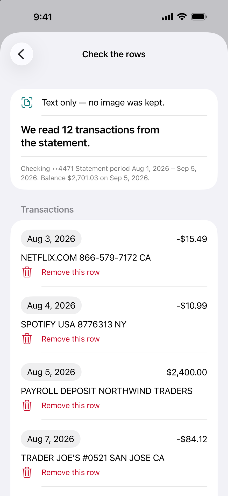 DueBy reads a bank statement into transactions - find subscription charges in a statement