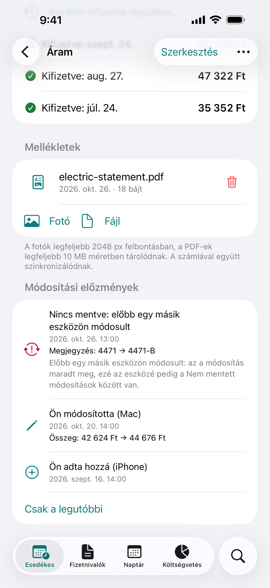 Módosítási előzmények