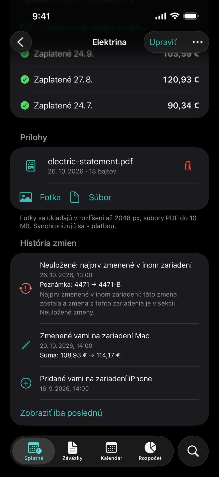 História zmien