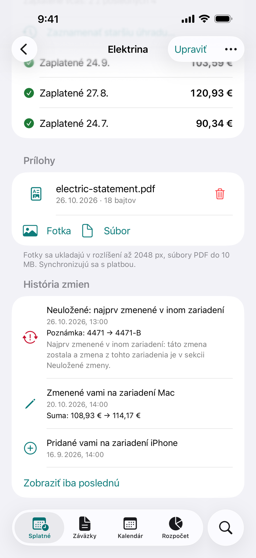 História zmien