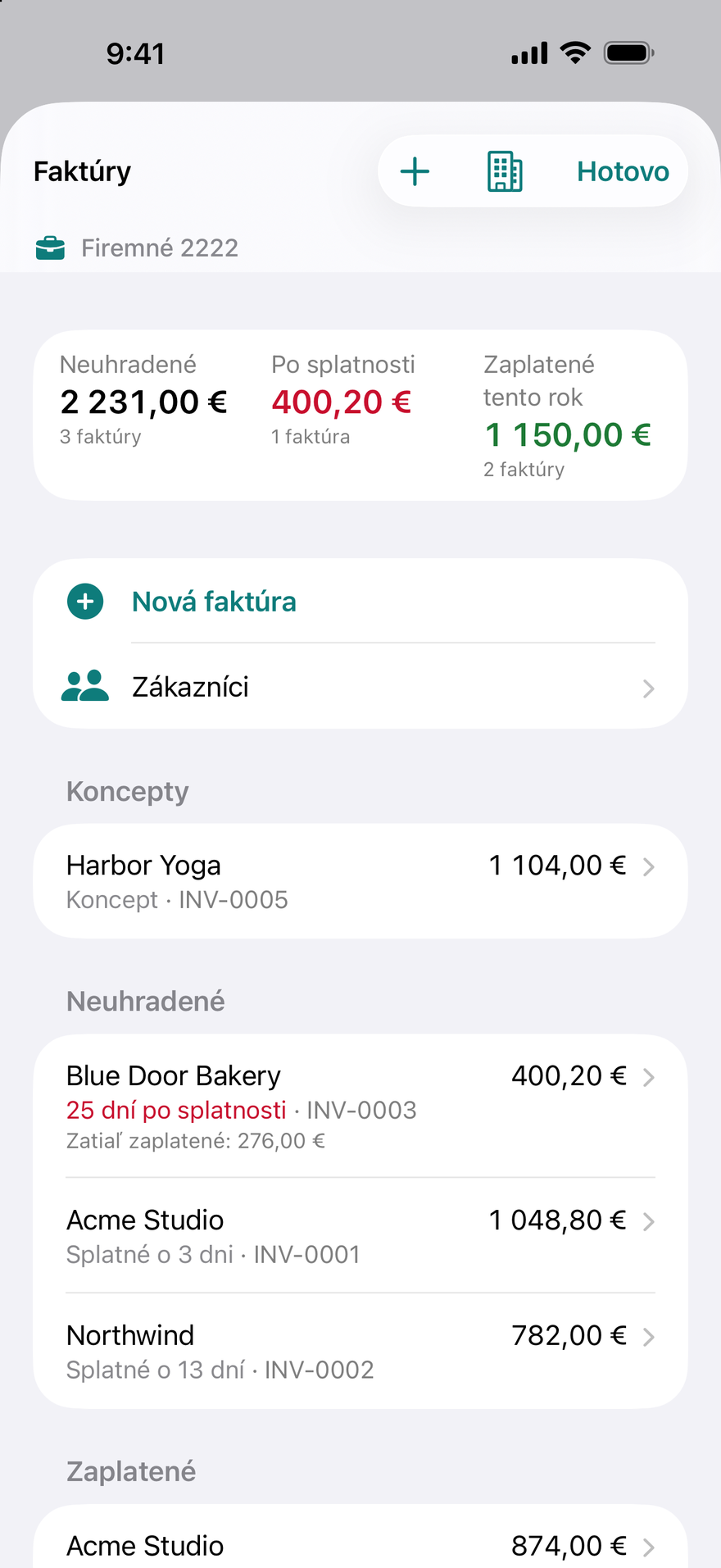 Faktúry a zákazníci