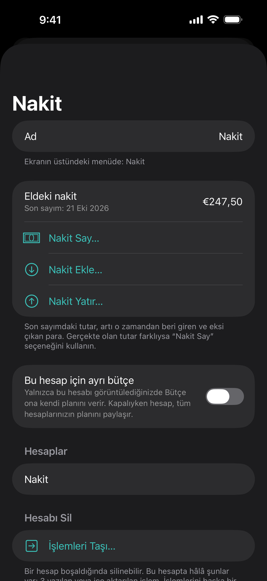Nakit ve her faturanın nasıl ödendiği