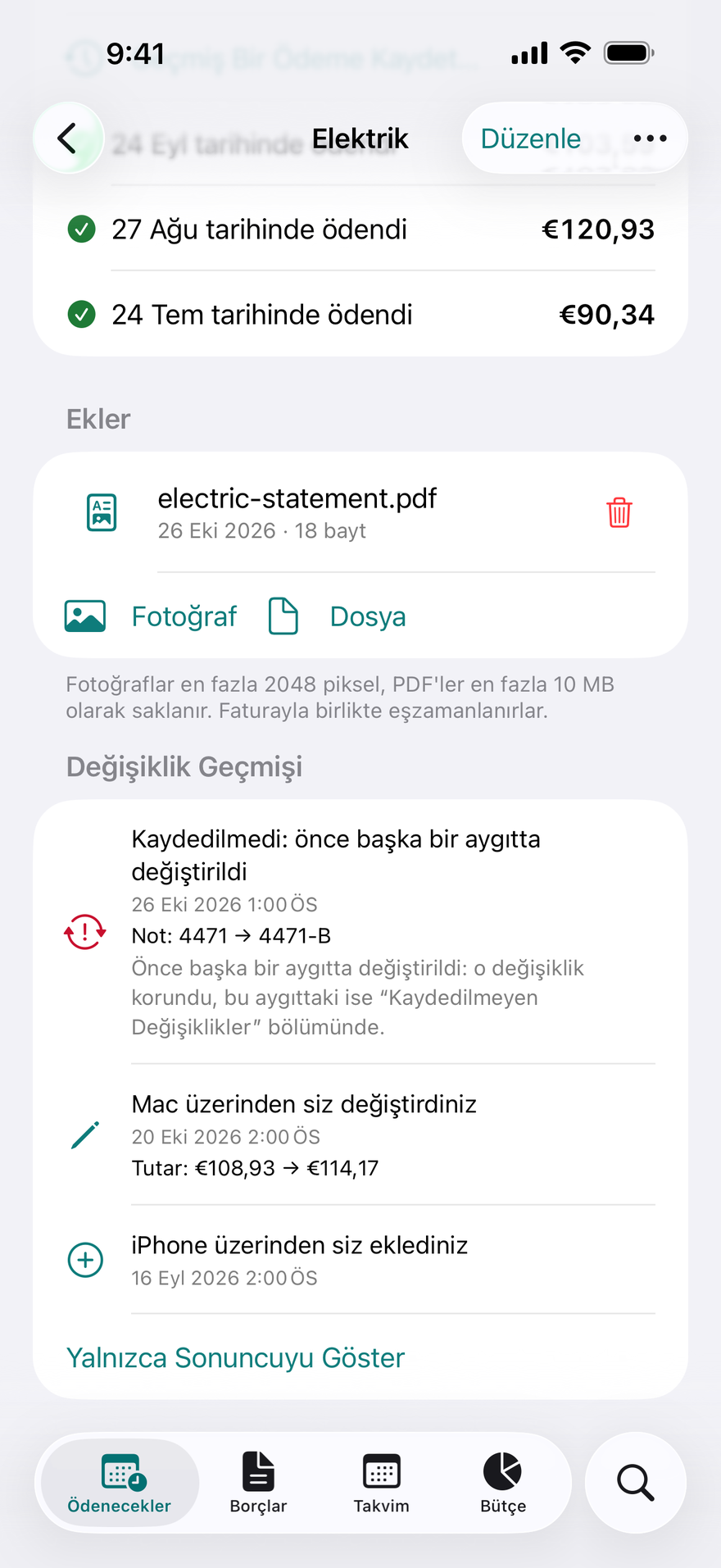 Değişiklik Geçmişi