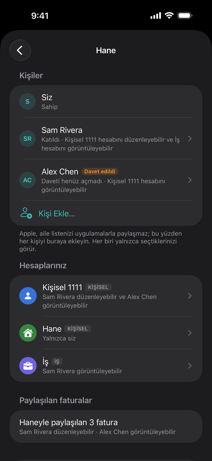 Hesap hesap paylaşım