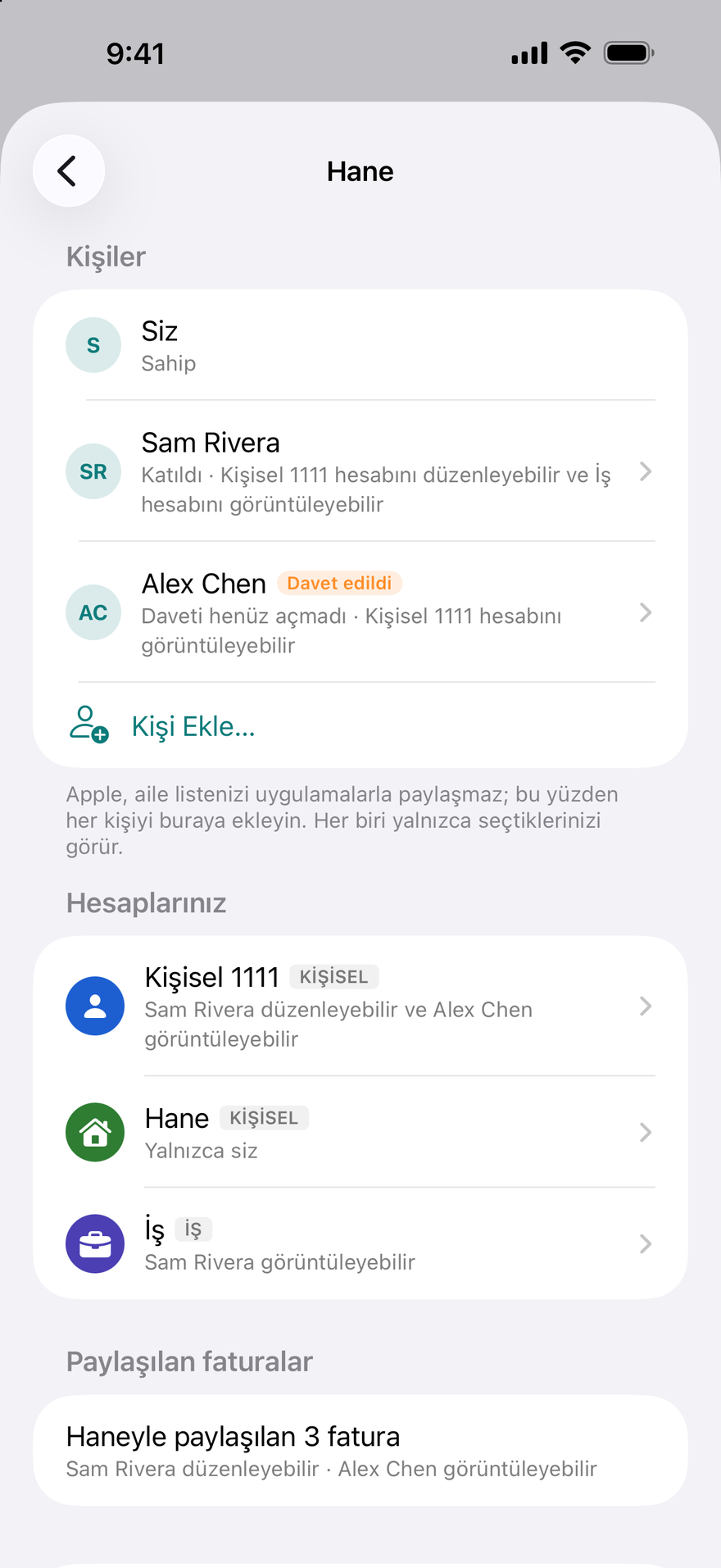 Hesap hesap paylaşım